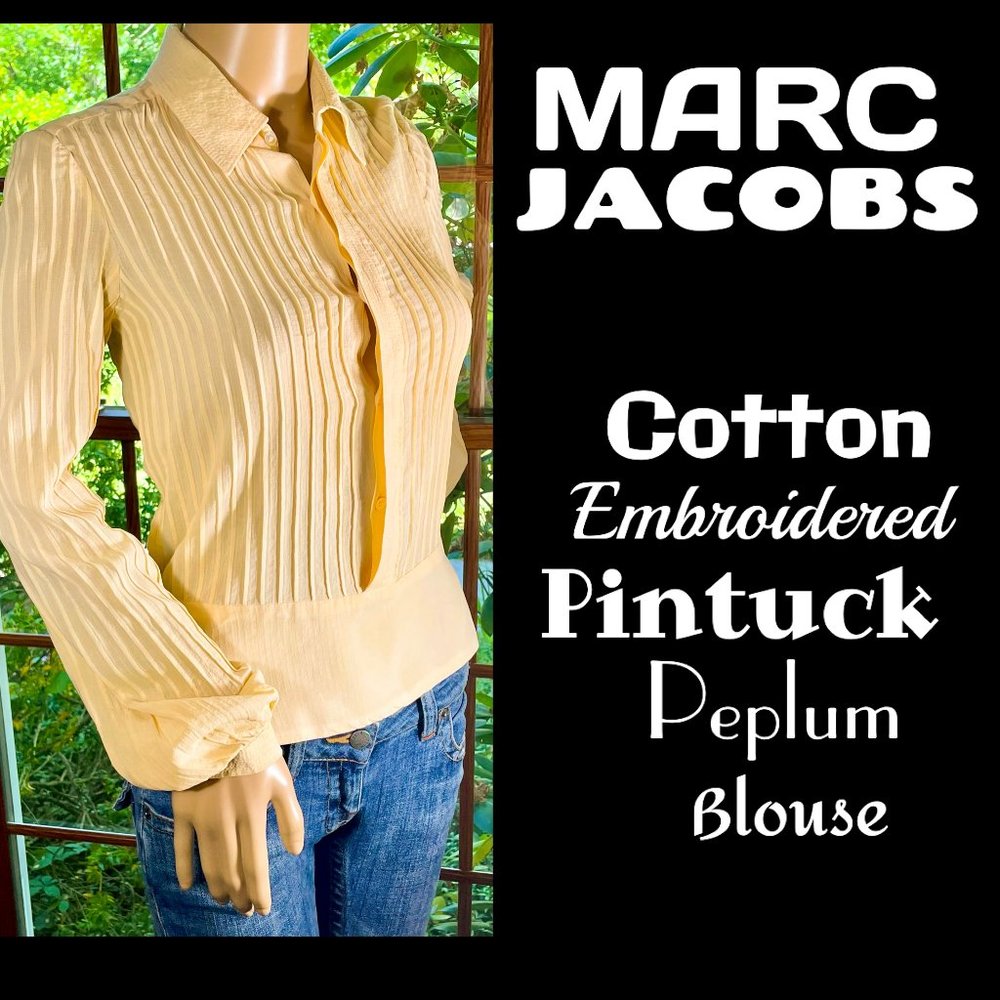 ▪️MARC JACOBS▪️Cream Cotton Embroidered Pintuck Blouse
